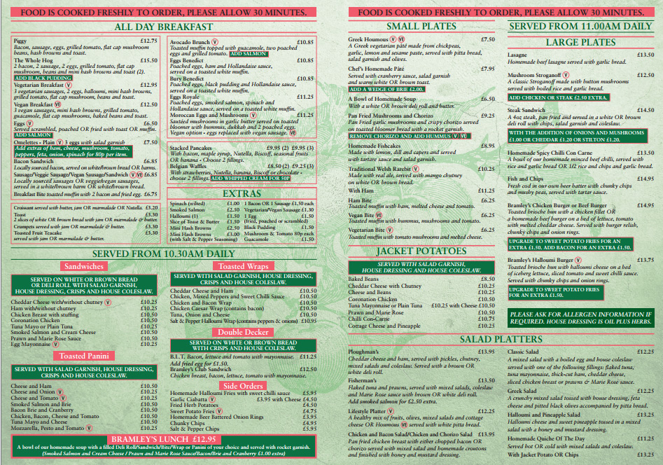 Bramleys Menu 2026